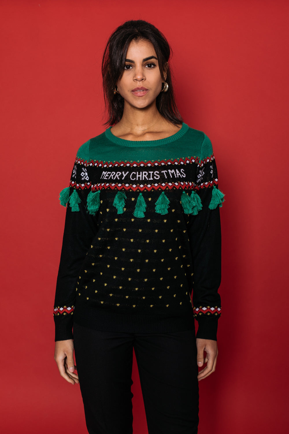 Christmas Tree Tassel Sweater