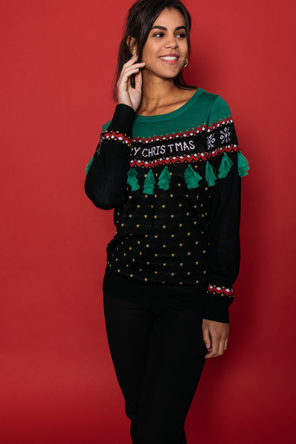 Christmas Tree Tassel Sweater