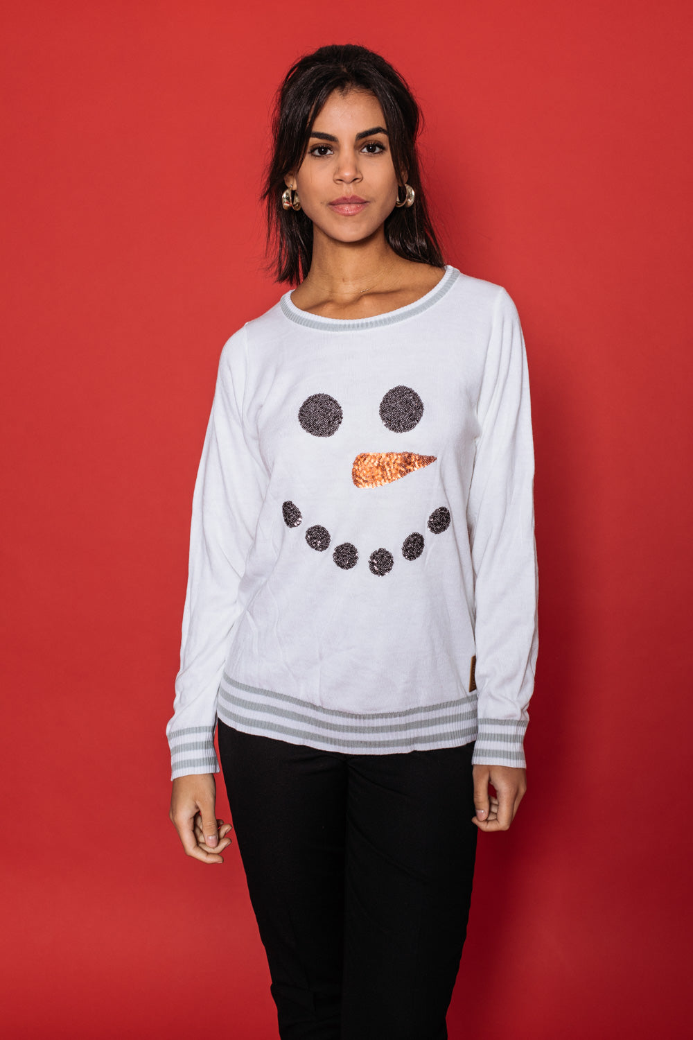 Sequined Snowman Sweater