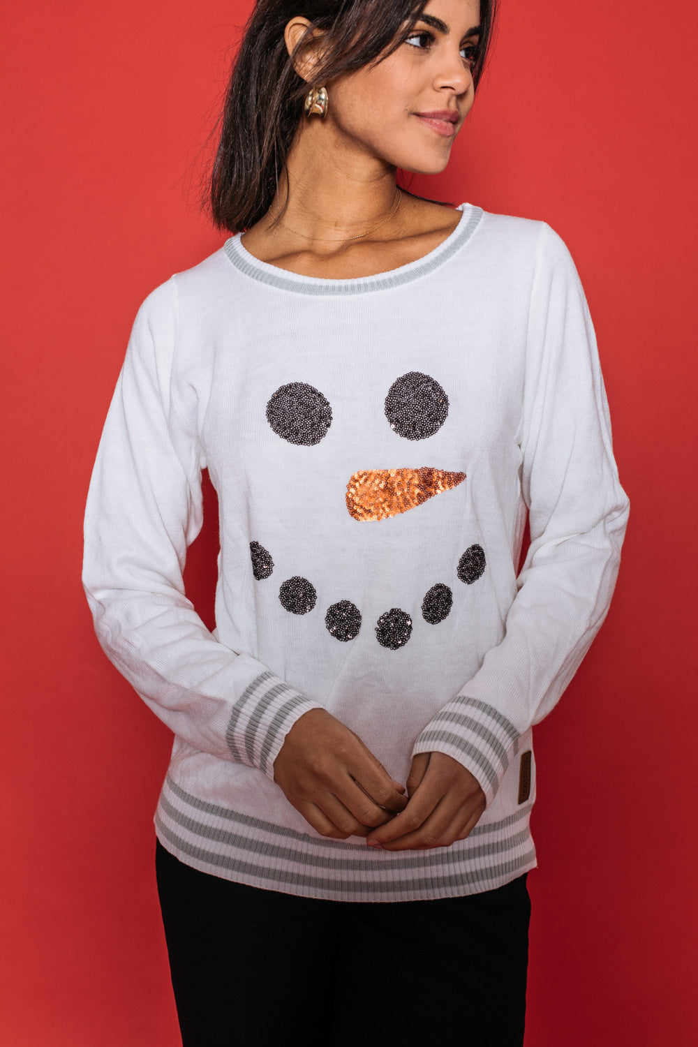 Sequined Snowman Sweater