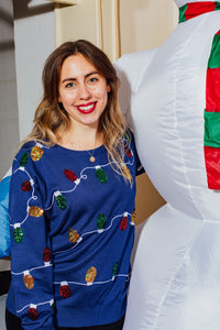 Christmas Lights Sequin Sweater