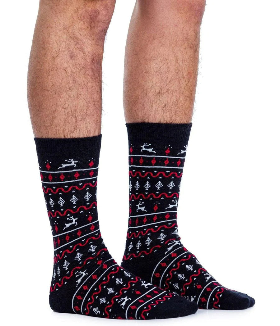 Red and Black Fair Isle Socks